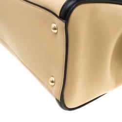Pre Owned Prada Beige/Black Leather Double Zip Convertible Tote