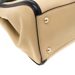 Pre Owned Prada Beige/Black Leather Double Zip Convertible Tote
