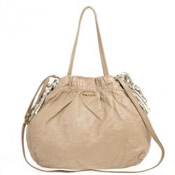 Pre Owned Prada Nappa Antique Snakeskin Hobo