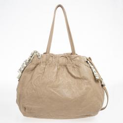 Pre Owned Prada Nappa Antique Snakeskin Hobo