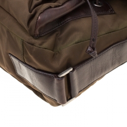 Pre Owned Prada Brown Nylon and Leather Studded Shoulder Bag