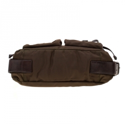 Pre Owned Prada Brown Nylon and Leather Studded Shoulder Bag