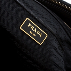 Pre Owned Prada Black Saffiano Lux Leather Medium Double Zip Tote