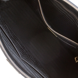 Pre Owned Prada Black Saffiano Lux Leather Medium Double Zip Tote
