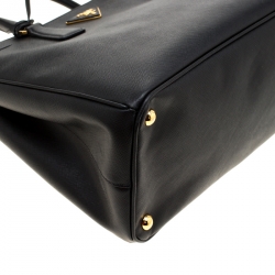 Pre Owned Prada Black Saffiano Lux Leather Medium Double Zip Tote