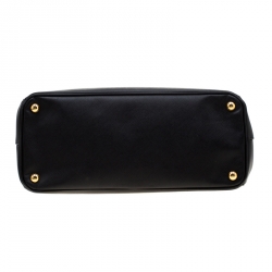 Pre Owned Prada Black Saffiano Lux Leather Medium Double Zip Tote