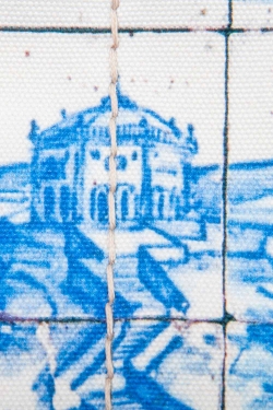 Pre Owned Prada Off White/Blue Printed Canvas Large Canapa Tote