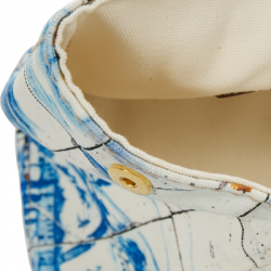 Pre Owned Prada Off White/Blue Printed Canvas Large Canapa Tote