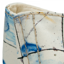 Pre Owned Prada Off White/Blue Printed Canvas Large Canapa Tote