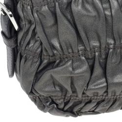 Pre Owned Prada Grey Nappa Leather Gaufre Gathered Shoulder Bag
