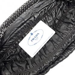 Pre Owned Prada Grey Nappa Leather Gaufre Gathered Shoulder Bag