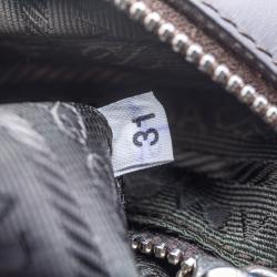 Pre Owned Prada White/Brown Perforated Leather Shoulder Bag