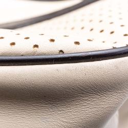 Pre Owned Prada White/Brown Perforated Leather Shoulder Bag