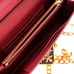 Pre Owned Prada Red Saffiano Cross Body Convertible Clutch