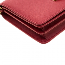 Pre Owned Prada Red Saffiano Cross Body Convertible Clutch