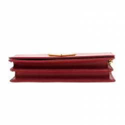 Pre Owned Prada Red Saffiano Cross Body Convertible Clutch