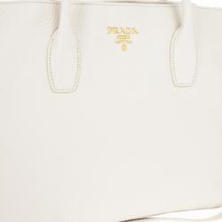 Pre Owned Prada Talco Vitello Daino Leather Shopping Tote Bag