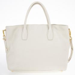 Pre Owned Prada Talco Vitello Daino Leather Shopping Tote Bag