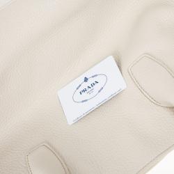 Pre Owned Prada Talco Vitello Daino Leather Shopping Tote Bag