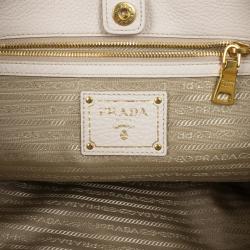 Pre Owned Prada Talco Vitello Daino Leather Shopping Tote Bag