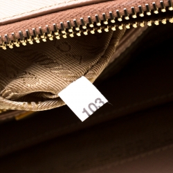 Pre Owned Prada Beige Saffiano Lux Leather Small Double Zip Tote