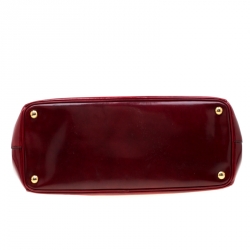 Pre Owned Prada Red Patent Spazzolato Leather Large Double Zip Tote