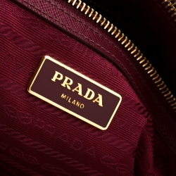 Pre Owned Prada Red Saffiano Lux Leather Large Double Zip Tote