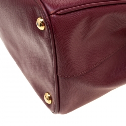 Pre Owned Prada Red Saffiano Lux Leather Large Double Zip Tote