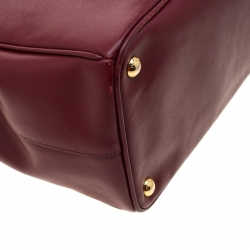Pre Owned Prada Red Saffiano Lux Leather Large Double Zip Tote