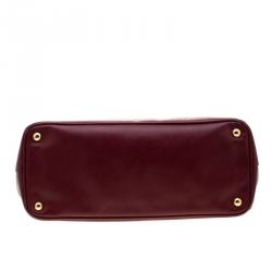 Pre Owned Prada Red Saffiano Lux Leather Large Double Zip Tote