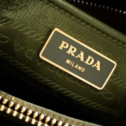 Pre Owned Prada Green Saffiano Lux Leather Parabole Tote