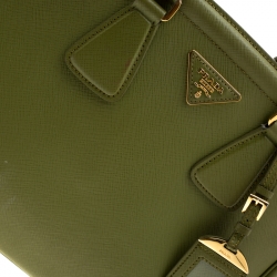 Pre Owned Prada Green Saffiano Lux Leather Parabole Tote