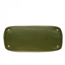 Pre Owned Prada Green Saffiano Lux Leather Parabole Tote