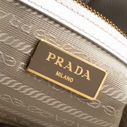 Pre Owned Prada White Saffiano Leather Small Tote