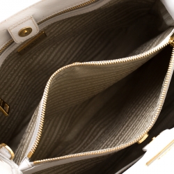 Pre Owned Prada White Saffiano Leather Small Tote