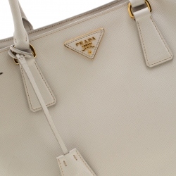 Pre Owned Prada White Saffiano Leather Small Tote