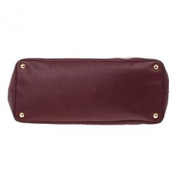 مملوكة مسبقًا Prada Maroon Saffiano Lux Double-Zip Leather Tote