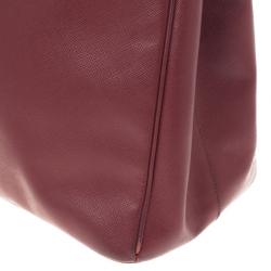 مملوكة مسبقًا Prada Maroon Saffiano Lux Double-Zip Leather Tote