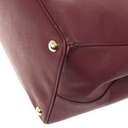 مملوكة مسبقًا Prada Maroon Saffiano Lux Double-Zip Leather Tote
