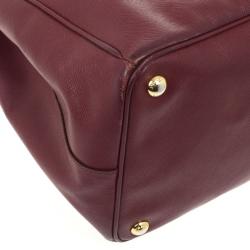 مملوكة مسبقًا Prada Maroon Saffiano Lux Double-Zip Leather Tote
