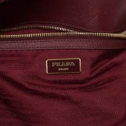 مملوكة مسبقًا Prada Maroon Saffiano Lux Double-Zip Leather Tote