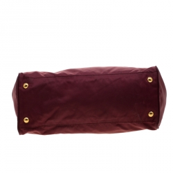 Pre Owned Prada Burgundy Nylon Pocket Zip Tote