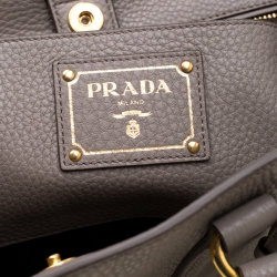 Pre Owned Prada Grey Vitello Daino Leather Shopper Tote