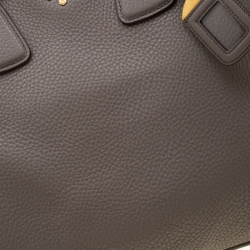 Pre Owned Prada Grey Vitello Daino Leather Shopper Tote