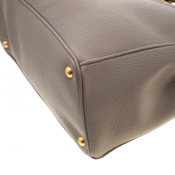 Pre Owned Prada Grey Vitello Daino Leather Shopper Tote