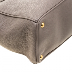 Pre Owned Prada Grey Vitello Daino Leather Shopper Tote