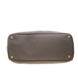 Pre Owned Prada Grey Vitello Daino Leather Shopper Tote