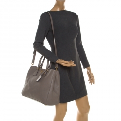 Pre Owned Prada Grey Vitello Daino Leather Shopper Tote