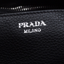 Pre Owned Prada Black Leather Medium Tote Bag