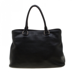 Pre Owned Prada Black Leather Medium Tote Bag
